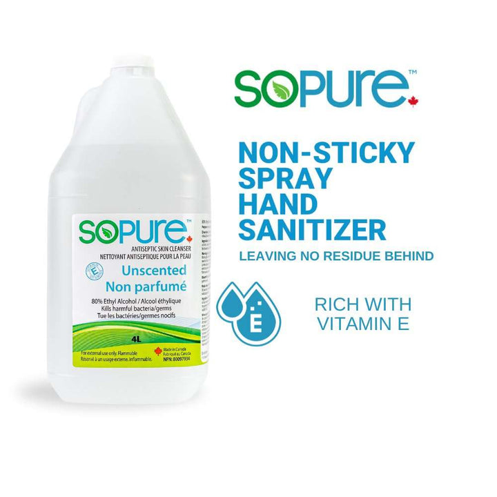 SoPure 4L 80% USP Grade Ethyl Alcohol Sanitizer: Bulk Sanitization with a Gentle Touch - SoPure Products