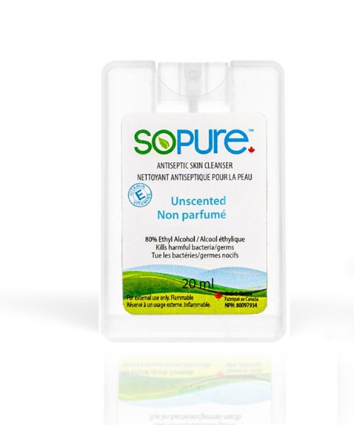 SoPure Pocket Size Spray Sanitizer 20 mL: Compact, Unscented, and Effective - SoPure Products