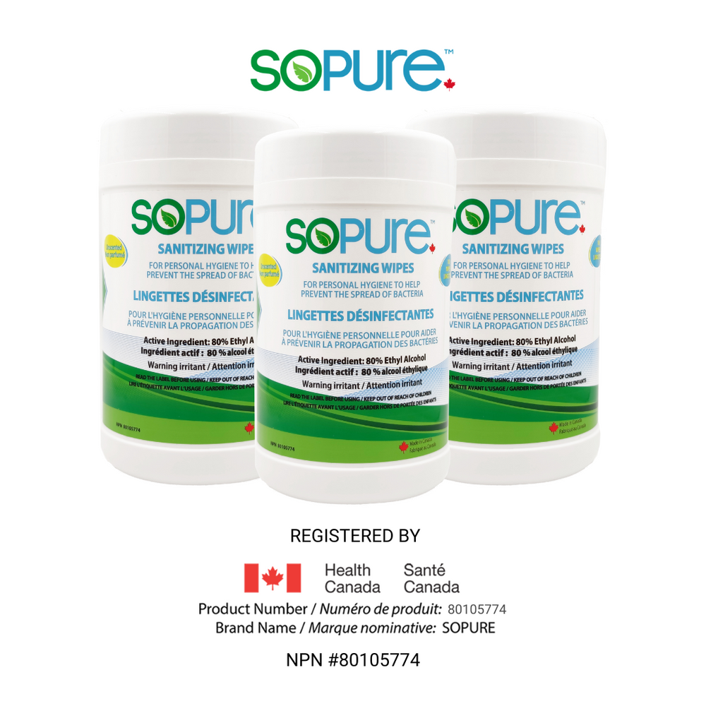 SoPure 80% Sanitizing and Cleansing Wipes, Case of 3 - SoPure Products