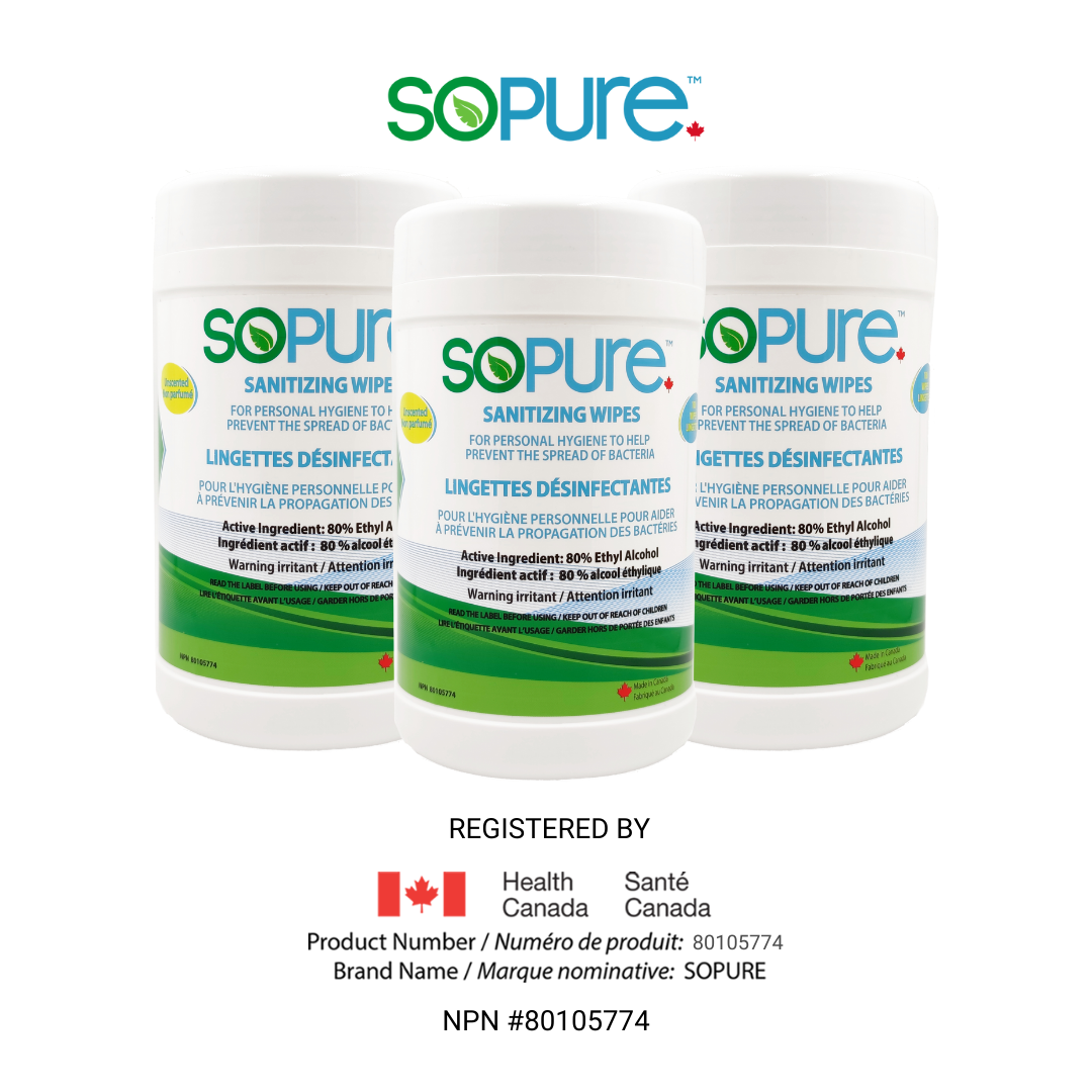 SoPure 80% Sanitizing and Cleansing Wipes, Case of 3 - SoPure Products