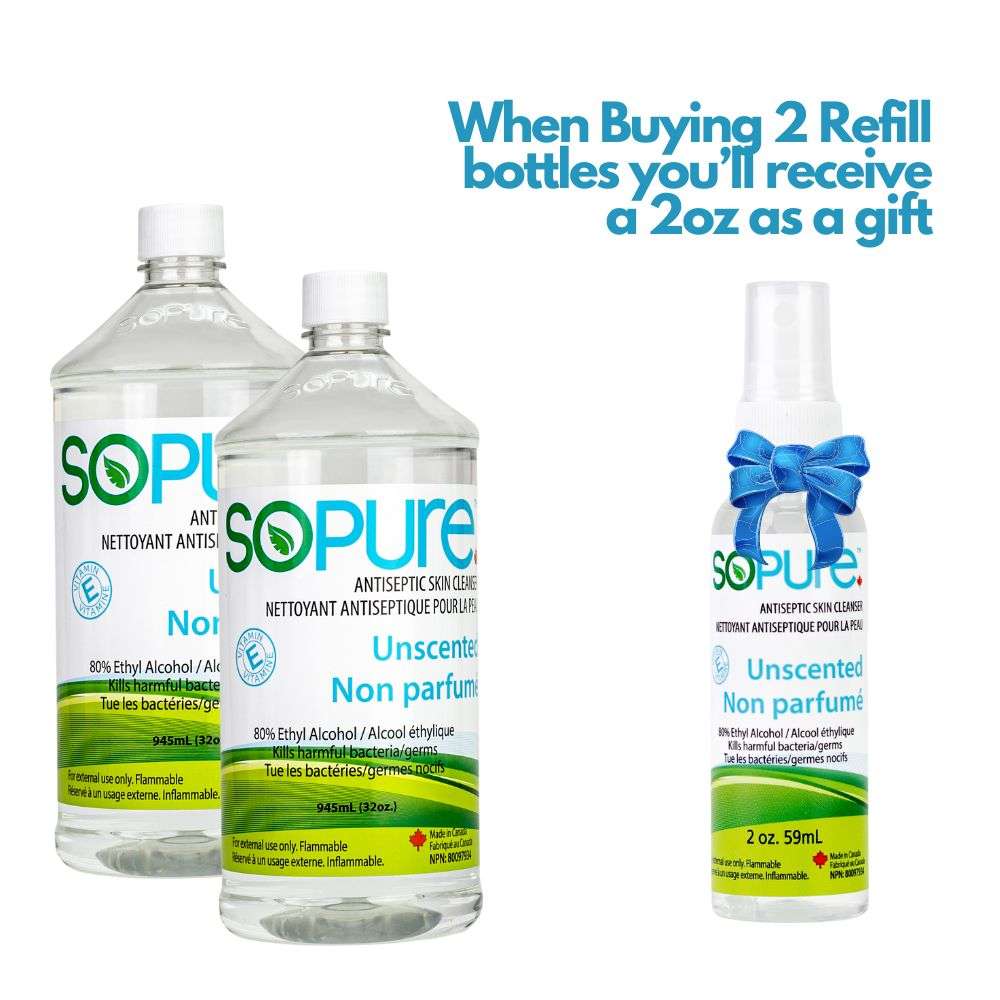 SoPure (945 mL), 80% USP Grade Ethyl Alcohol: 
