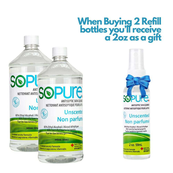 SoPure (945 mL), 80% USP Grade Ethyl Alcohol: 