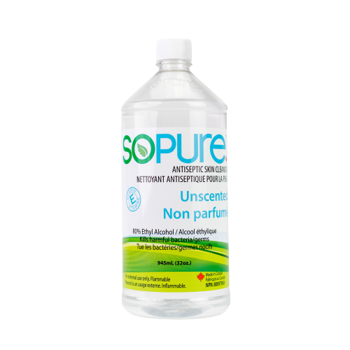 SoPure Sanitizer Refill Bottles 945 mL, 80% USP Grade Ethyl Alcohol: High-Efficiency, Gentle Care - SoPure Products