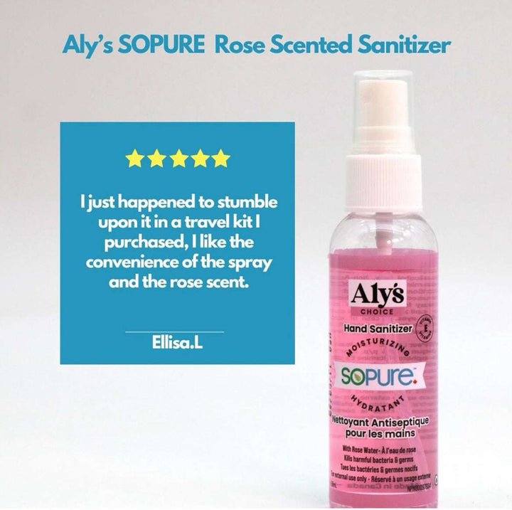 Aly’s Choice SoPure Hand Sanitizer Unscented, 59ml, Spray Mini Travel - SoPure Products