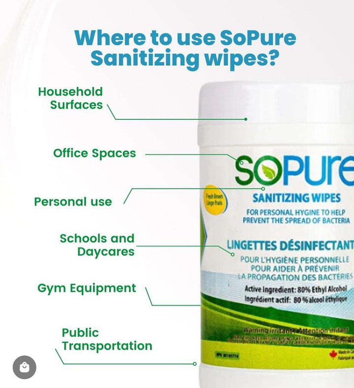 SoPure 80% Ethyl Alcohol Sanitizing and Cleansing Wipes - SoPure Products