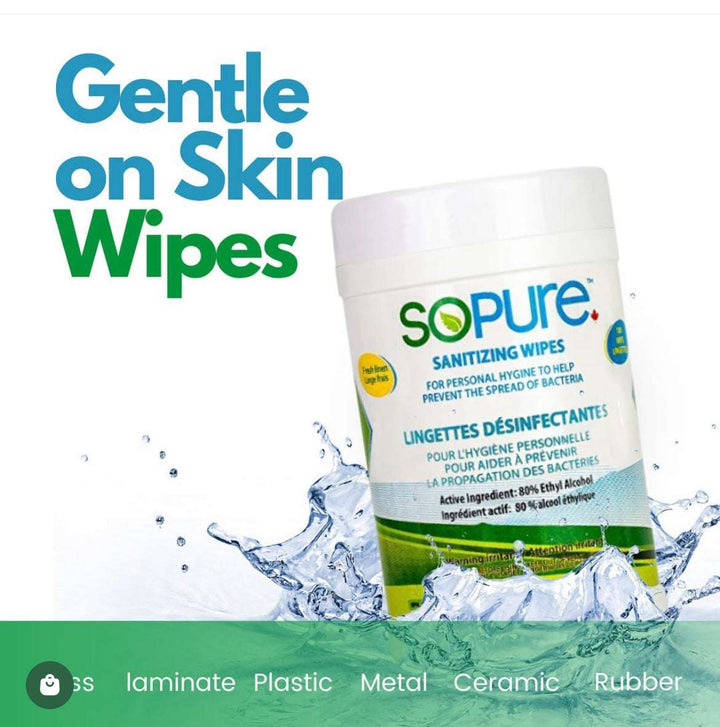 SoPure 80% Ethyl Alcohol Sanitizing and Cleansing Wipes - SoPure Products