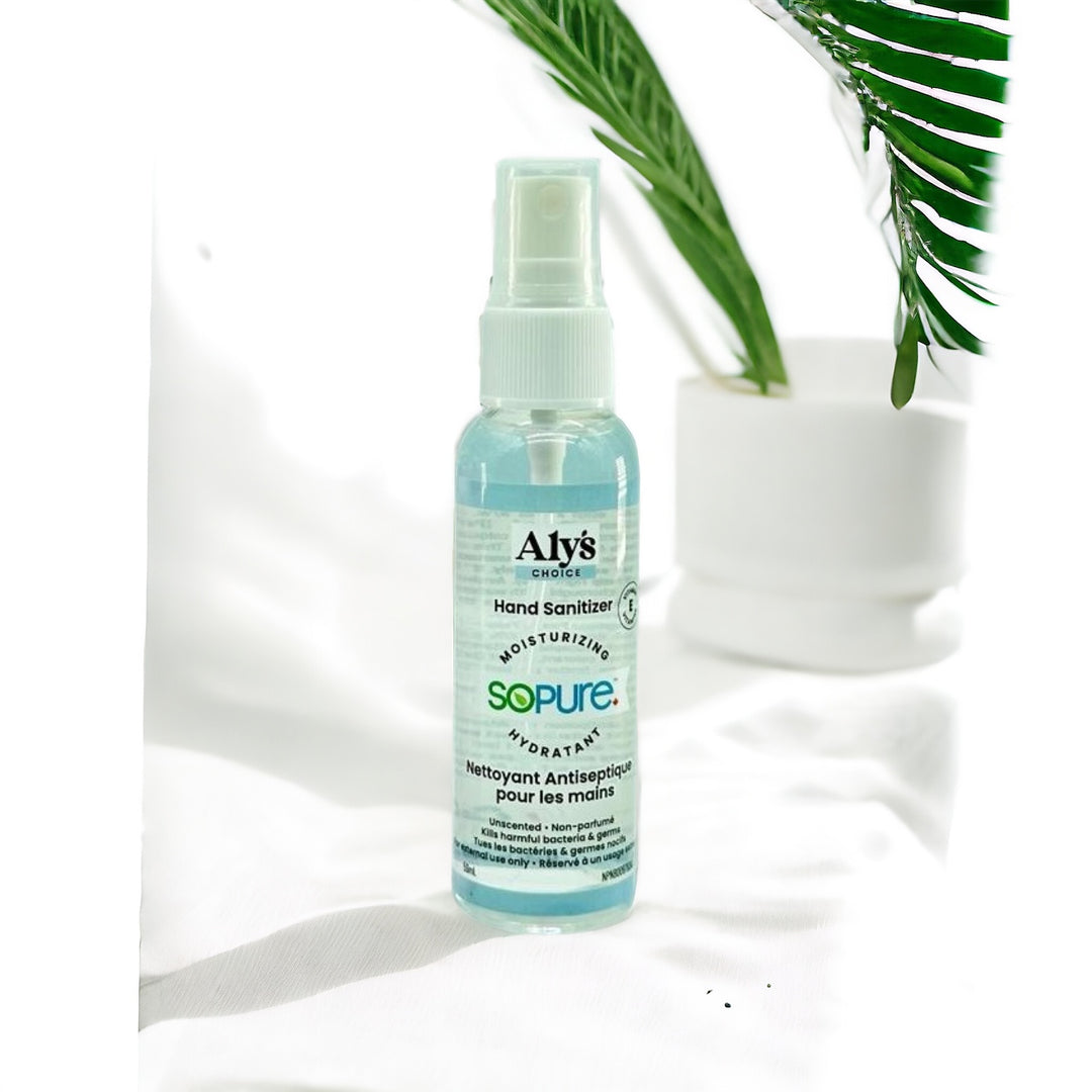 Aly’s Choice SoPure Hand Sanitizer Unscented, 59ml, Spray Mini Travel - SoPure Products