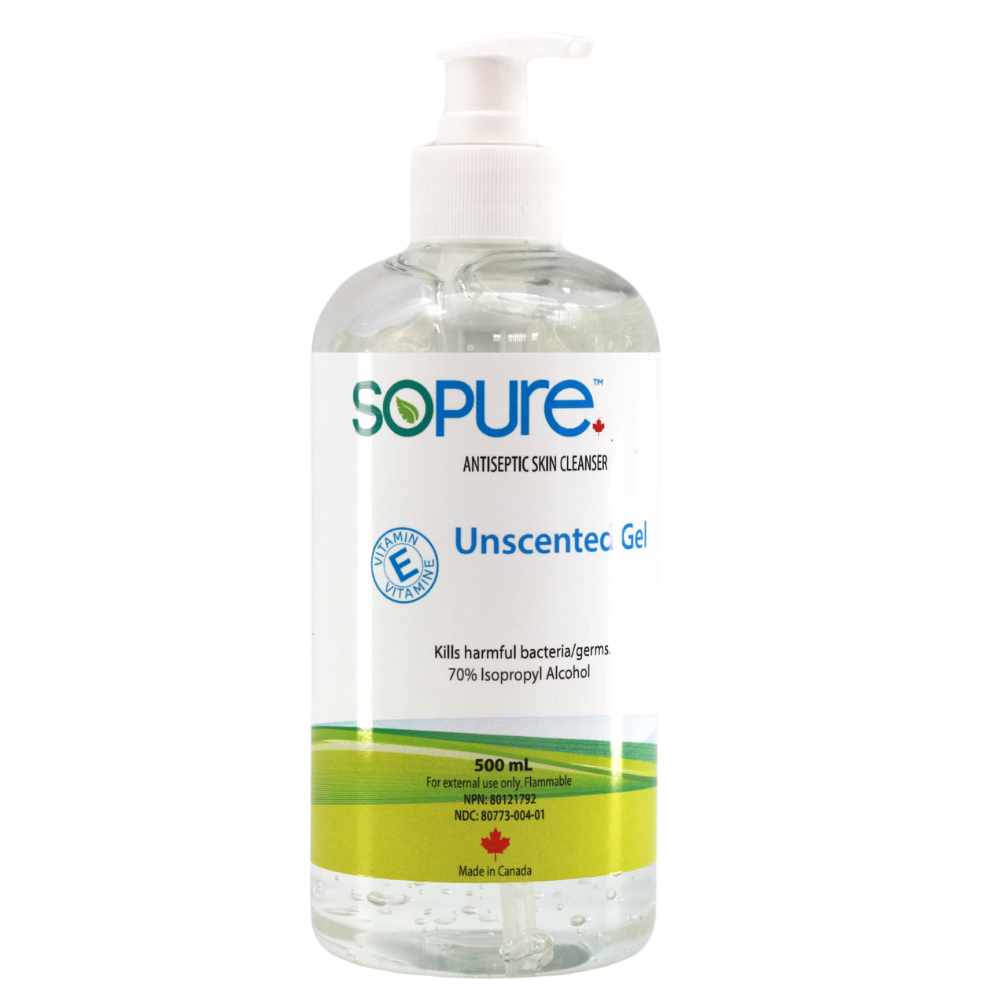 SoPure 500ML Unscented Gel Hand Sanitizer - SoPure Products
