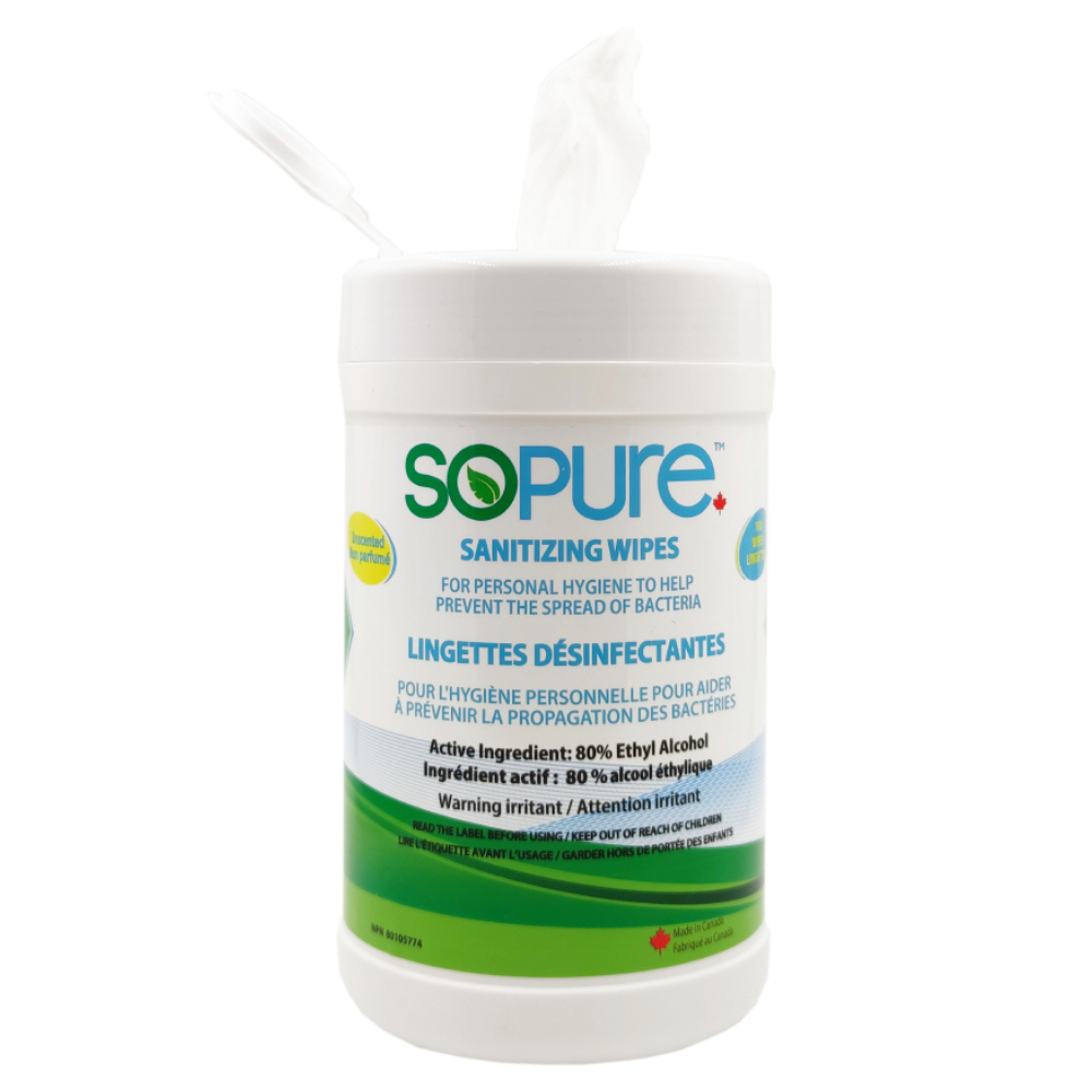 SoPure 80% Ethyl Alcohol Sanitizing and Cleansing Wipes - SoPure Products