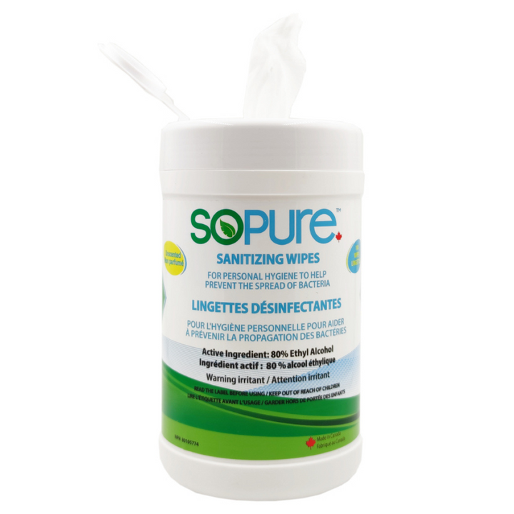 SoPure 80% Ethyl Alcohol Sanitizing and Cleansing Wipes - SoPure Products