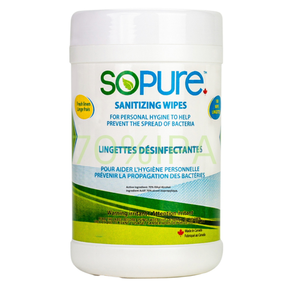 SoPure Sanitizing 70% Isopropyl Alcohol-Based Wipes - SoPure Products