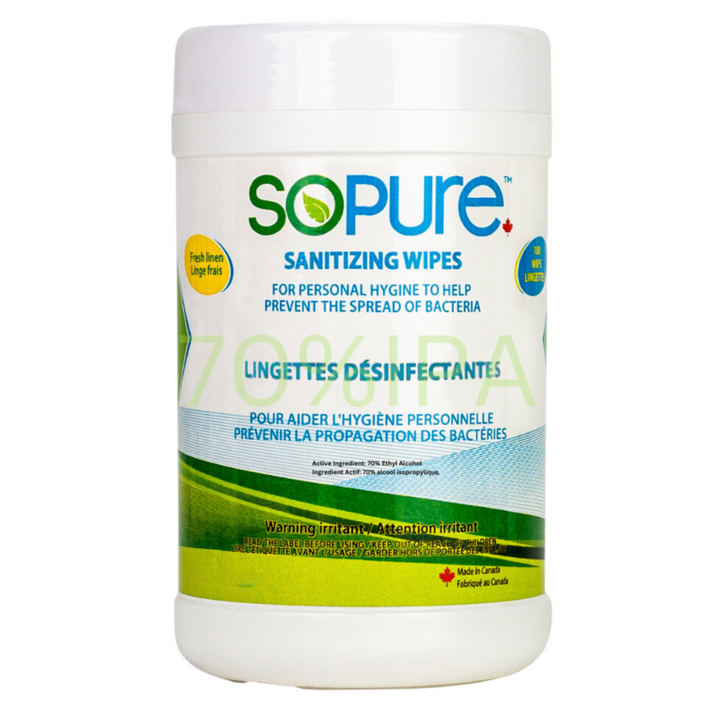SoPure Sanitizing 70% Isopropyl Alcohol-Based Wipes - SoPure Products