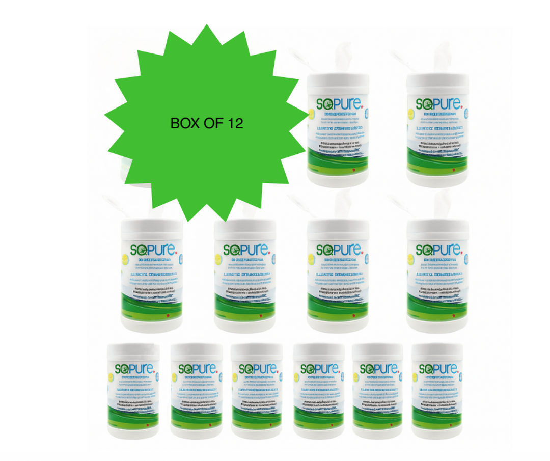 SoPure 80% Ethyl Alcohol Sanitizing and Cleansing Wipes- Case of 12 - SoPure Products
