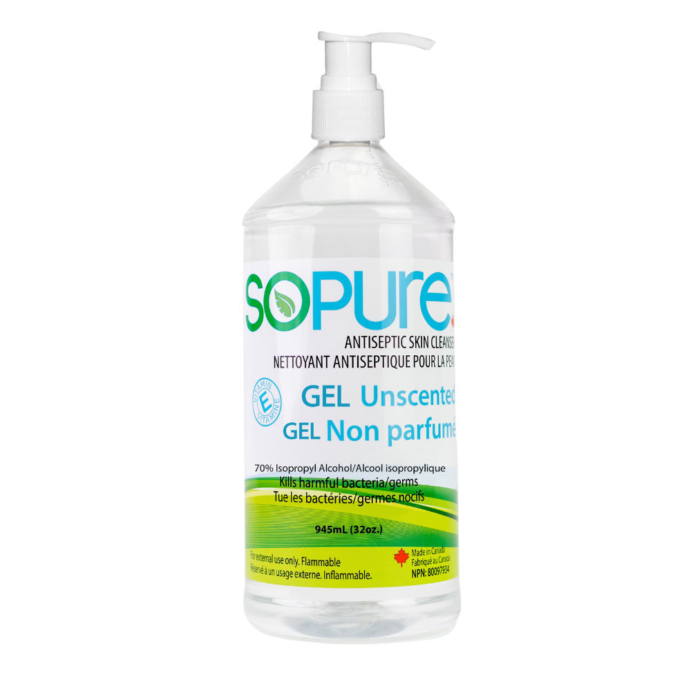 Unscented Gel Hand Moisturizing Sanitizer Pump 1L - SoPure Products
