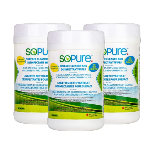 SoPure Surface Cleaner, Case of 3 Sanitizing 80% Alcohol