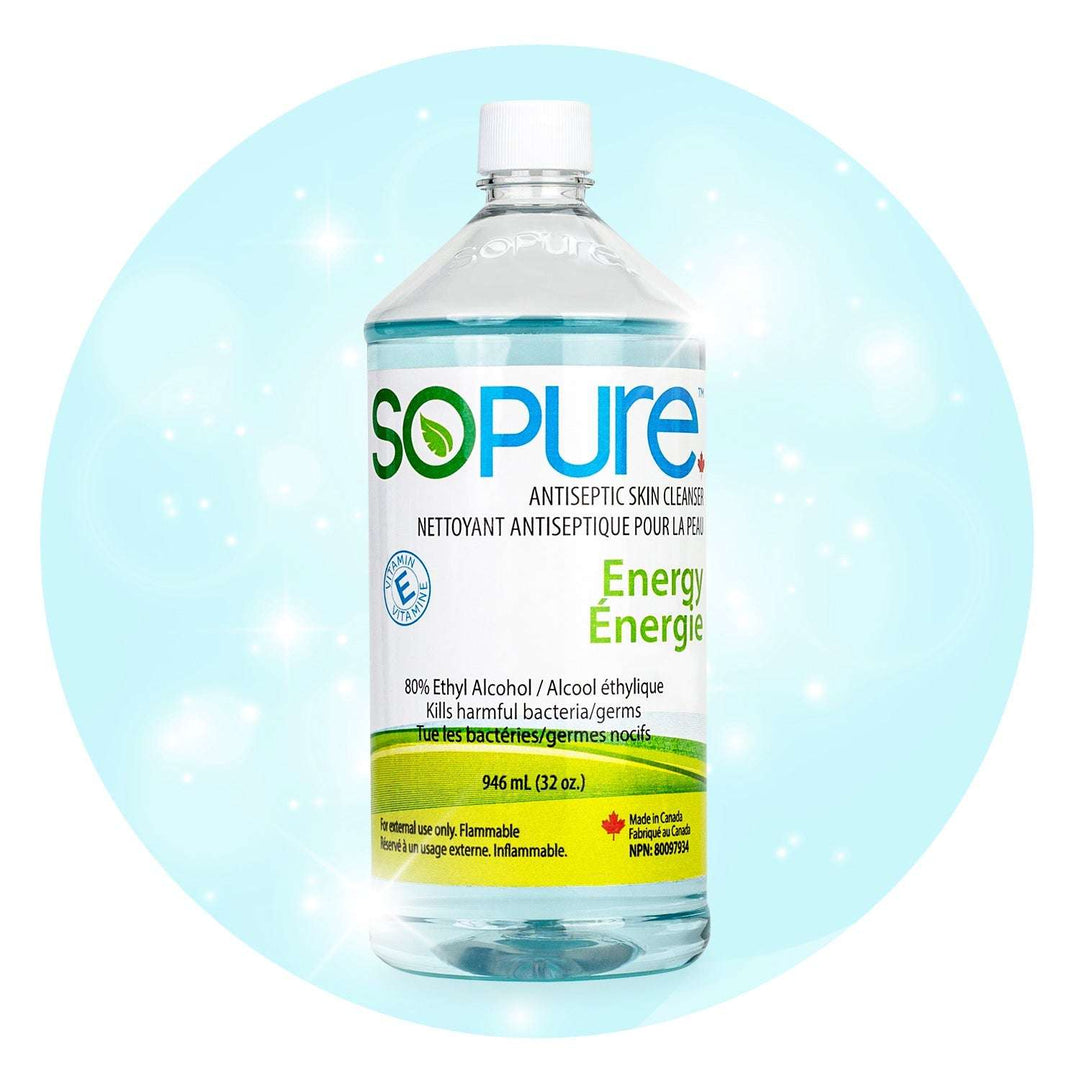 SoPure Sanitizer Refill Bottles 945 mL, 80% USP Grade Ethyl Alcohol: High-Efficiency, Gentle Care - SoPure Products
