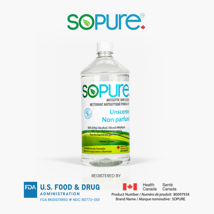 SoPure (945 mL), 80% USP Grade Ethyl Alcohol: 