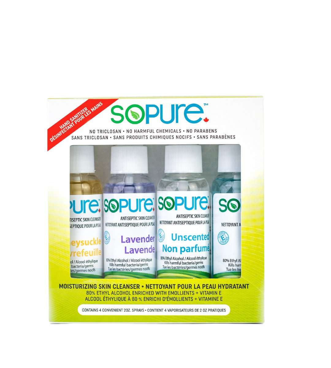 Scented and Unscented Hand Sanitizer Spray Bulk of 4X59 mL - SoPure Products