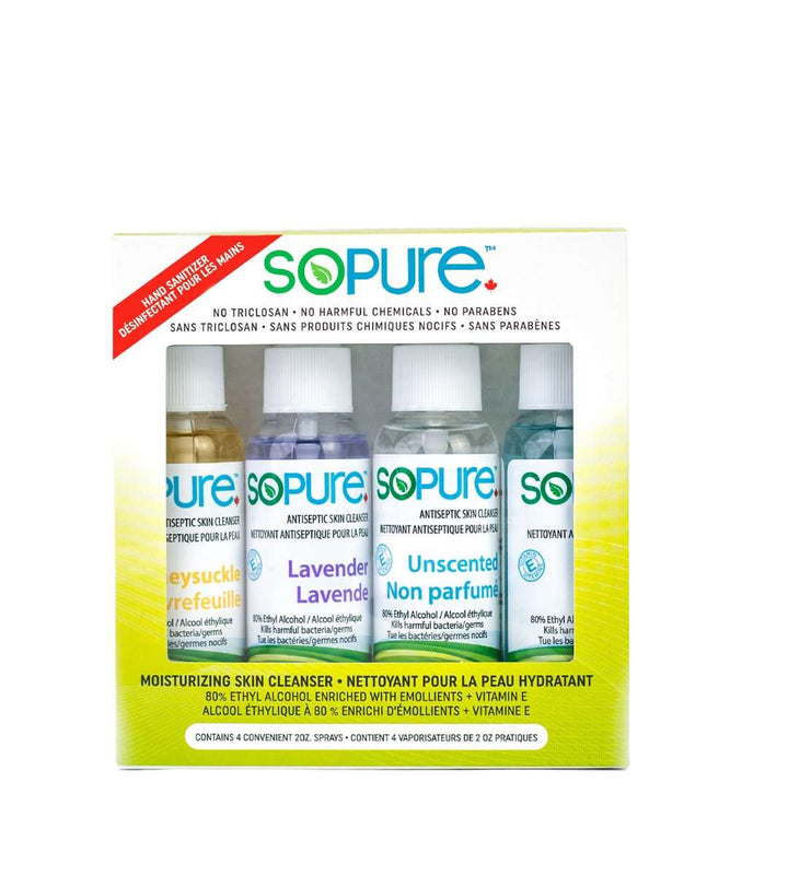 Scented and Unscented Hand Sanitizer Spray Bulk of 4X59 mL - SoPure Products