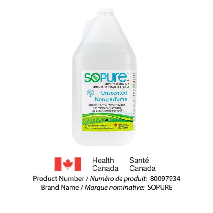 SoPure 4L 80% USP Grade Ethyl Alcohol Sanitizer: Bulk Sanitization with a Gentle Touch - SoPure Products