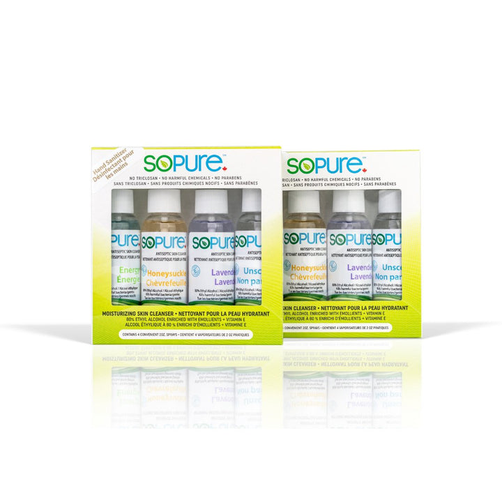 SoPure Multipack Spray Hand Sanitizer, 4 Scents in 1 Pack: Versatile Protection for All Preferences - SoPure Products