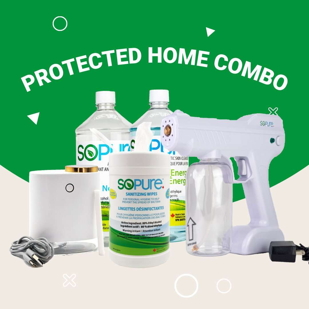 SoPure Protected Home Combo of 80% Alcohol Wipes, Ethyl Alcohol Sanitizer SoPure Products