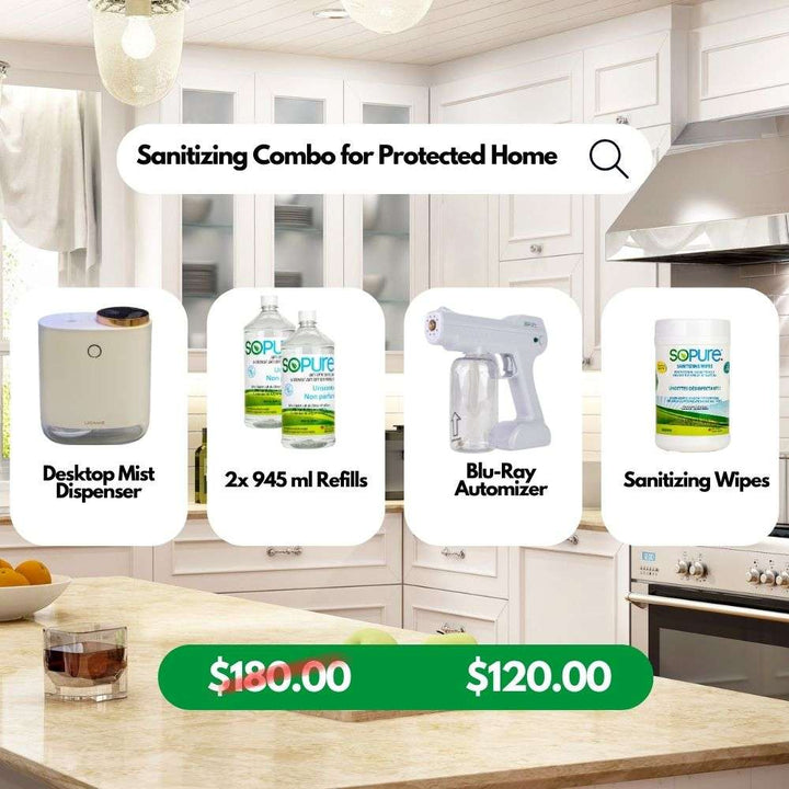 SoPure Protected Home Combo: Sanitizing Wipes, Blu-Ray Automizer - SoPure Products